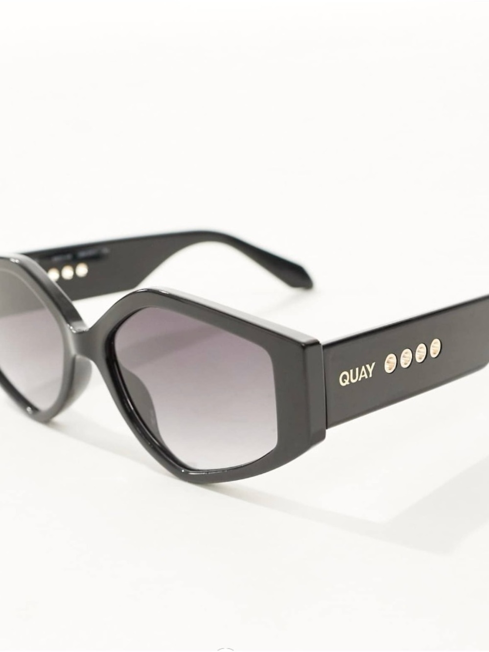 Quay Australia Black Cat-Eye Sunglasses with Gold Accents